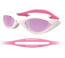 Simglasögon Swimpower vit/rosa 6-14 år - Aquarapid