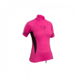 Uv tröja dam kortärmad rosa/svart rashguard - Gul