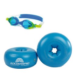 simglasögon aquaring blå gröna paket barn flythjälpmedel
