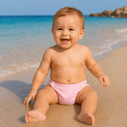 Badblöja baby rosa snäckor