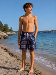 Badshorts till killar som passar på stranden och badhuset.