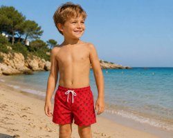 Badshorts för pojkar som passar för stranden och poolen.