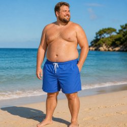 Blå badshorts herr stora storlekar med resår och knytband i midjan samt meshinnerbyxa