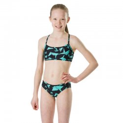 Bikini till flick/barn svart/turkos från kända varumärket Speedo. Simbikinin passar bra till simskola, simträning.