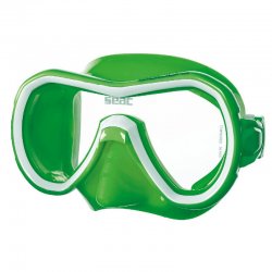 Simmask/cyklop till barn 8-14 år från Seac. Bra mask med mjuk silikon i grön färg. Passar till snorkling.