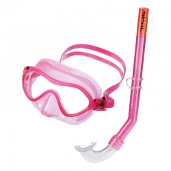 Cyklop & snorkel Baia rosa med plastlins från Seac. Passar åldrarna 4, 5, 6, 7, 8år. Bra kvalité och passform till ansiktet