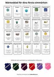 Simmärkesblad för dina första simmärken. Beställ simmärken hos simbutiken.