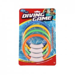 Dykleksaker 4-pack till simskola och siminlärning. Roliga dykringar i olika färger till hemma poolen och badhuset.