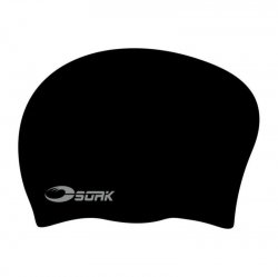Svart Soak badmössa i silikon för långt hår, flexibel passform och extra plats baktill – vuxenstorlek.