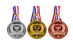 Badleksaker medaljer halsband guld/silver/brons