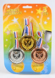 Badleksaker medaljer halsband guld/silver/brons