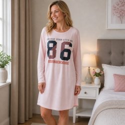 Nattlinne dam rosa big T med långa armar riktigt billigt online