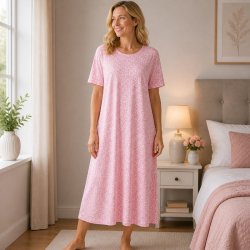 Nattlinne dam rosa med långa armar och långt nattlinne. Billigt online simbutiken.se