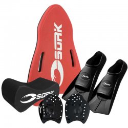 Simpaket med fenor, dolme, platta, paddlar och nätpåse. Perfekt för nybörjare.