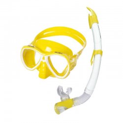 Cyklop och snorkel till barn från Seac. Cyklopet är gul och passar till barn 8-14år