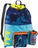 Blå, limegrön och orange TYR Big Mummy Backpack nätpåse. Rymlig ryggsäck i mesh för smidig förvaring av simutrustning. Simbutike