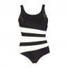 Snygga badkläder från Wiki. Baddräkten är svart/vit med sidoränder för bästa form. Passar bra till resan, stranden.