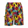 Mönstrade badshorts för herr med snöre, resår och praktiska fickor. Flerfärgad design som passar strand och badhus.