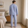 Pyjamas herr i randigt mönster vit/blå med ficka och mycket populär