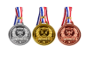Badleksaker medaljer halsband guld/silver/brons