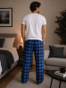 Billiga pyjamasbyxor i flanell till herr. Blå/svart rutiga snygg.