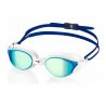Simglasögon till vuxen med vit ram och blått spegelglas från Aquaspeed. Tätar och ärbekväma