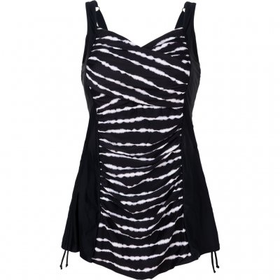 Baddräkt till dam från Wiki. Mönstrad baddräkt med kjol till dam.