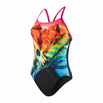Baddräkt dam digital thinstrap black/pink från speedo