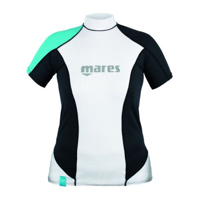 UV-tröja dam Rash Guard kortärmad svart/vit/turkos - Mares