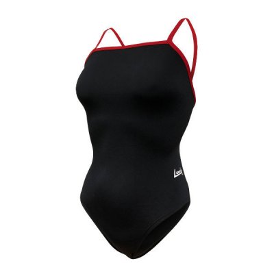 Baddräkt barn svart/röd från Lane 4. Passar bra til simskola och simträning men även stranden.