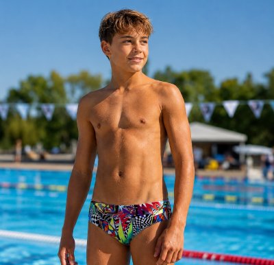 Badbyxor barn med smal sida brief, perfekt till simhopp och simträning från Speedo