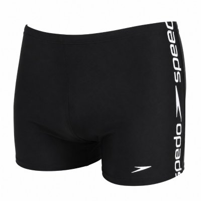 Svarta Speedo badbyxor boxermodell med snöre i midjan och slitstarkt klortåligt Endurance+ material.