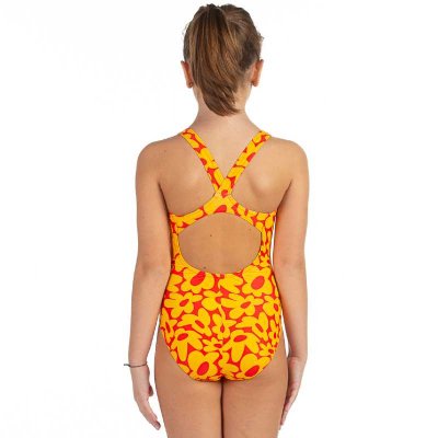 Baddräkt med mönster av blommor till barn. Blommog baddräkt Lilith.