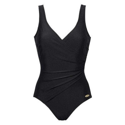 Baddräkt från damella i klortåligt material. Svart baddräkt dam.