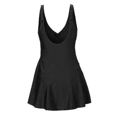 Svart baddräktsklänning från trofe. Baddräkt med kjol till dam.