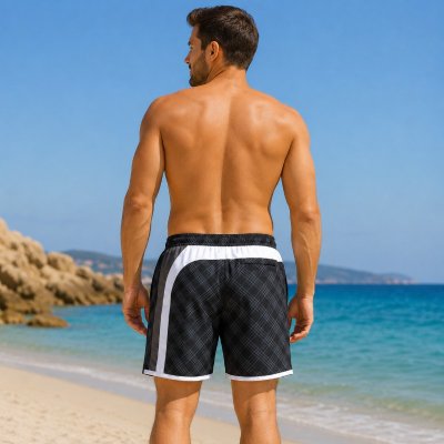 Billiga herr badshorts grå/vit rutiga. Passar bra till simning och bad men även semestern och stranden