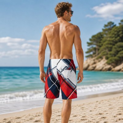 Badshorts herr till stranden och poolen med ficka ibak