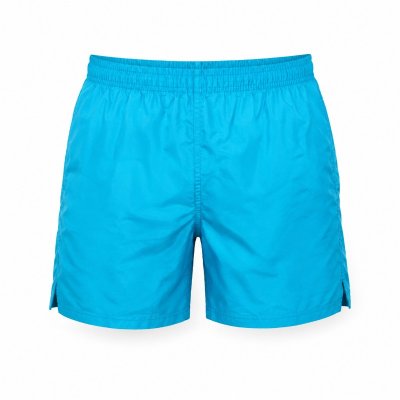 Turkosa badshorts för herr med elastisk midja och meshfoder