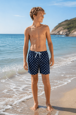 Badshorts main med ankare för junior.