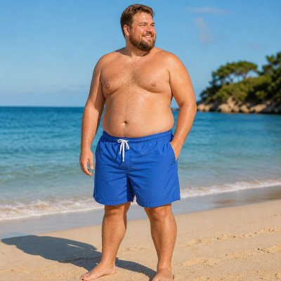Blå badshorts herr stora storlekar med resår och knytband i midjan samt meshinnerbyxa