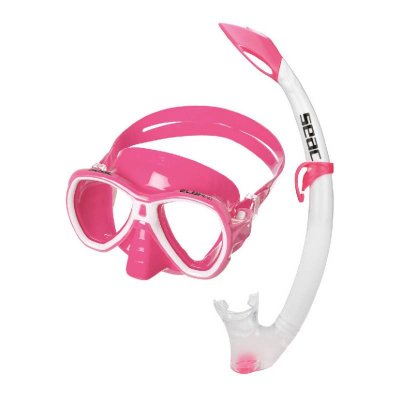Cyklop och snorkel till barn Elba rosa/vit 8-14 år - Seac