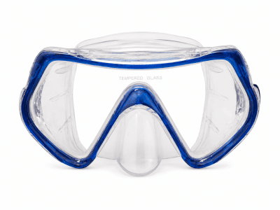 Cyklop och snorkel för vuxen med dry top och transparent blå silikon från Soak.