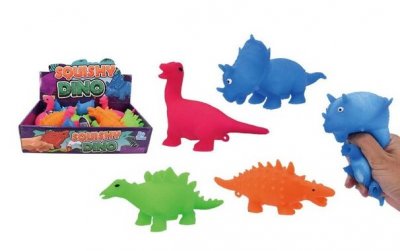 Squeez dinosaurie i härliga färger och klämgoa. Lindrar stress.