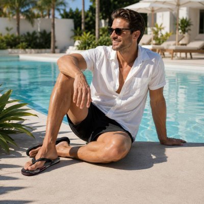 Vit och marinblå flipflops för herr från Antonio. Handla billigt på simbutiken.se
