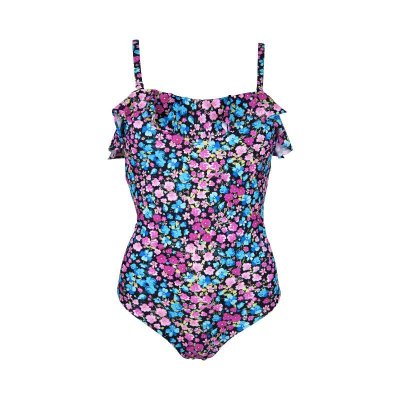 Baddräkt med blommor. Helmönstrad baddräkt till dam.