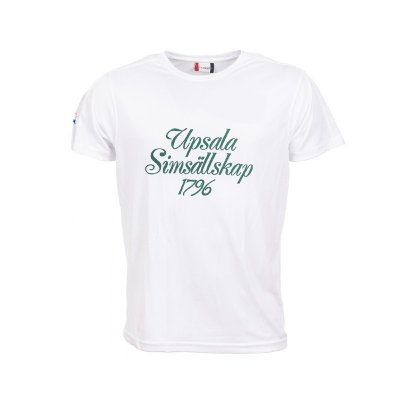 Vit klubb t-shirt med tryck Upsala Simsällskap. Finns att handla online eller i butiken på Fyrishov.
