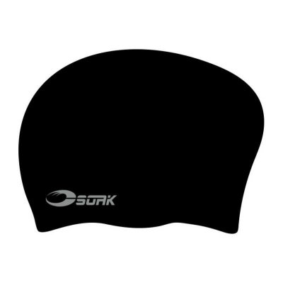 Svart Soak badmössa i silikon för långt hår, flexibel passform och extra plats baktill – vuxenstorlek.