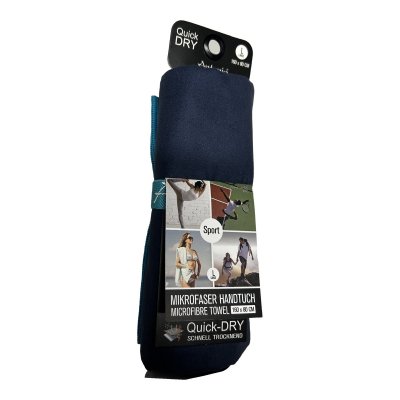 Microfiberhandduk 80 x 160cm - marinblå/turkos