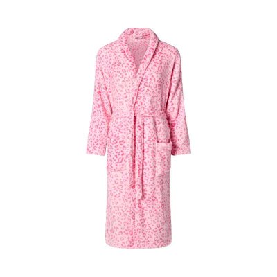 Morgonrock till dam med leopardmönster. Mjuk morgonrock till dam.