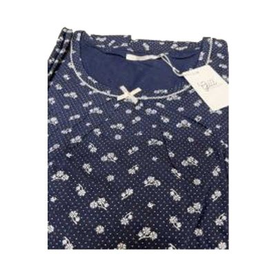 Nattlinne med fina detaljer, billigt nattlinne, nattlinne marinblå med vita detaljer.